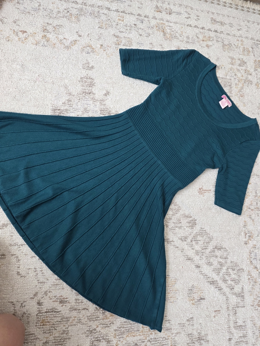 Candie's Teal Midi Fit-and-Flare Knit Dress
